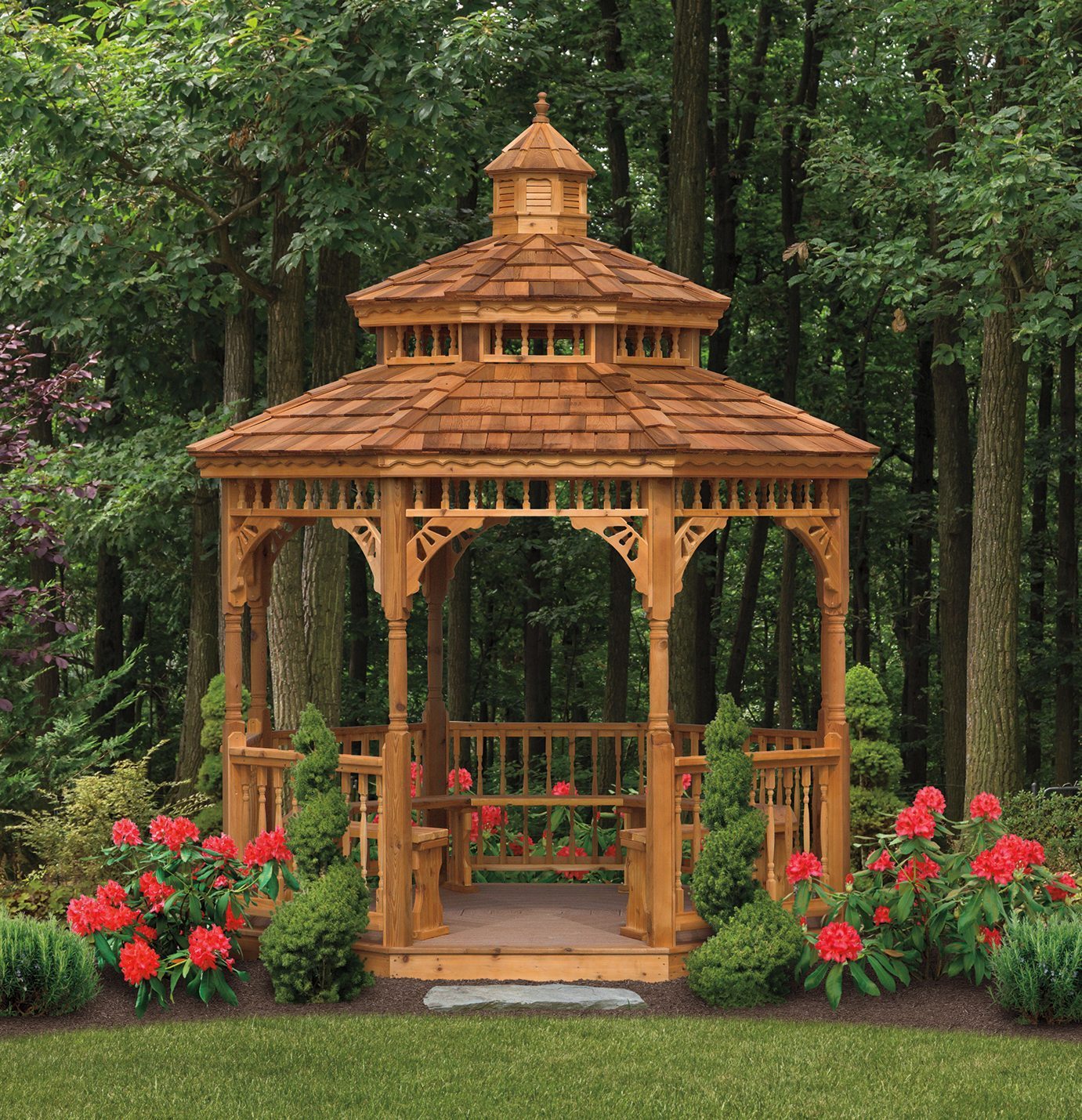 21152-10ft Victorian Red cedar - Creative Gazebos