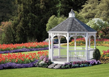 Cathedral white vinyl gazebo.