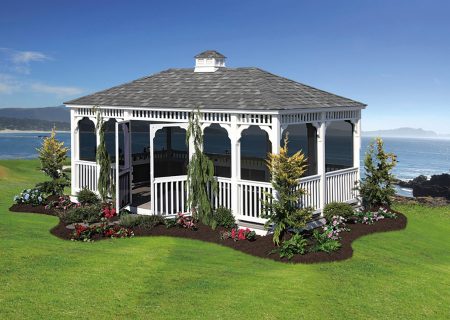 Classic rectangle white vinyl gazebo.