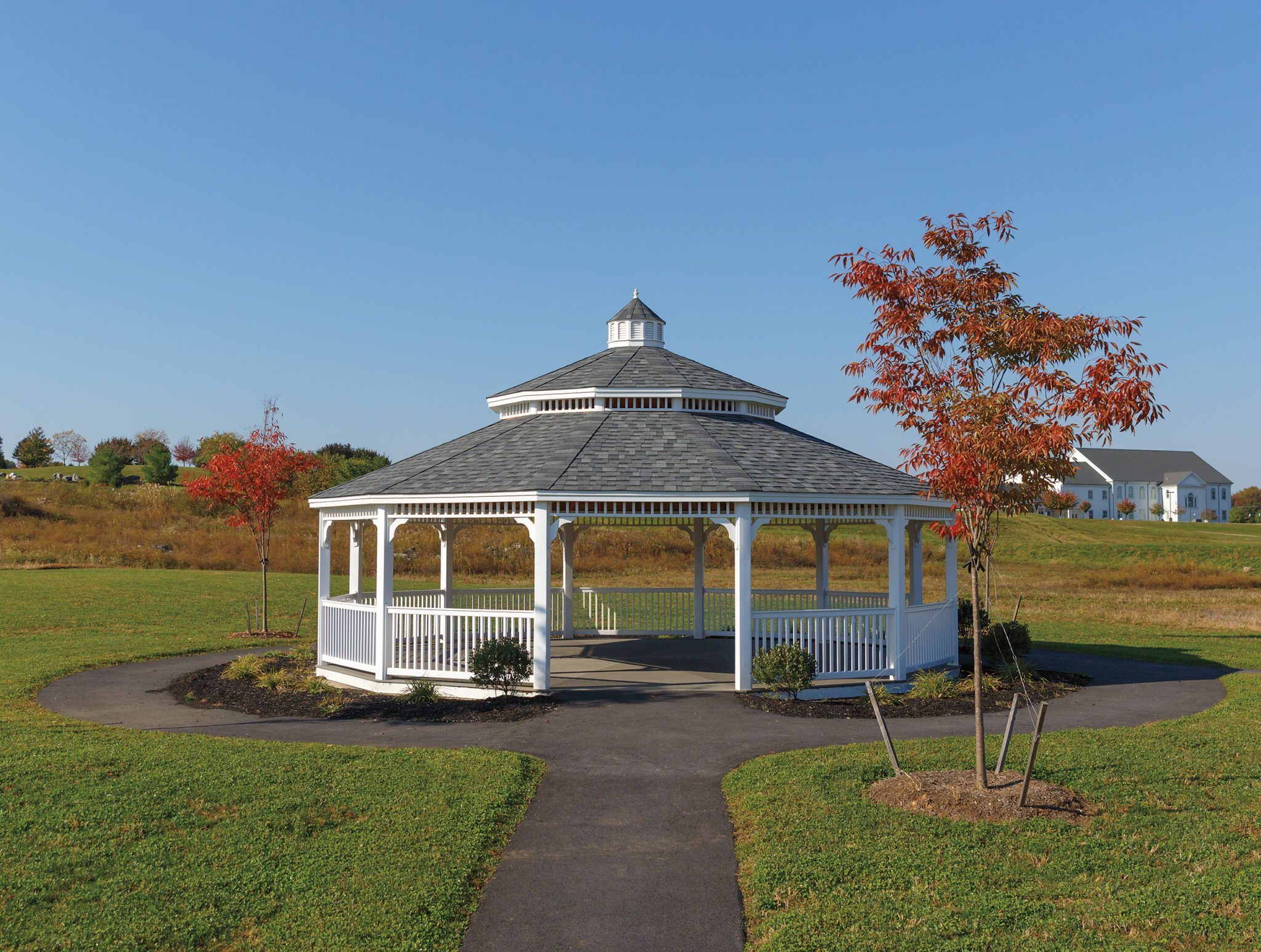 Dodecagon white vinyl gazebo.