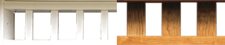 Standard top rail options in vinyl and wood.