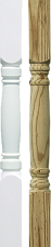 Vinyl and wood turned posts.