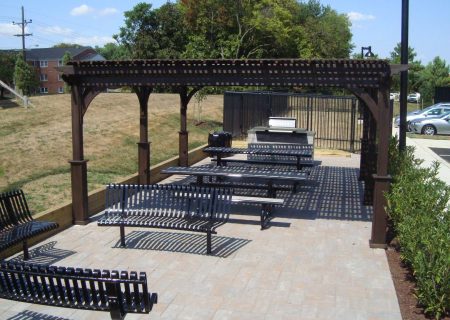 Elegant Wood Pergola in cinder stain.