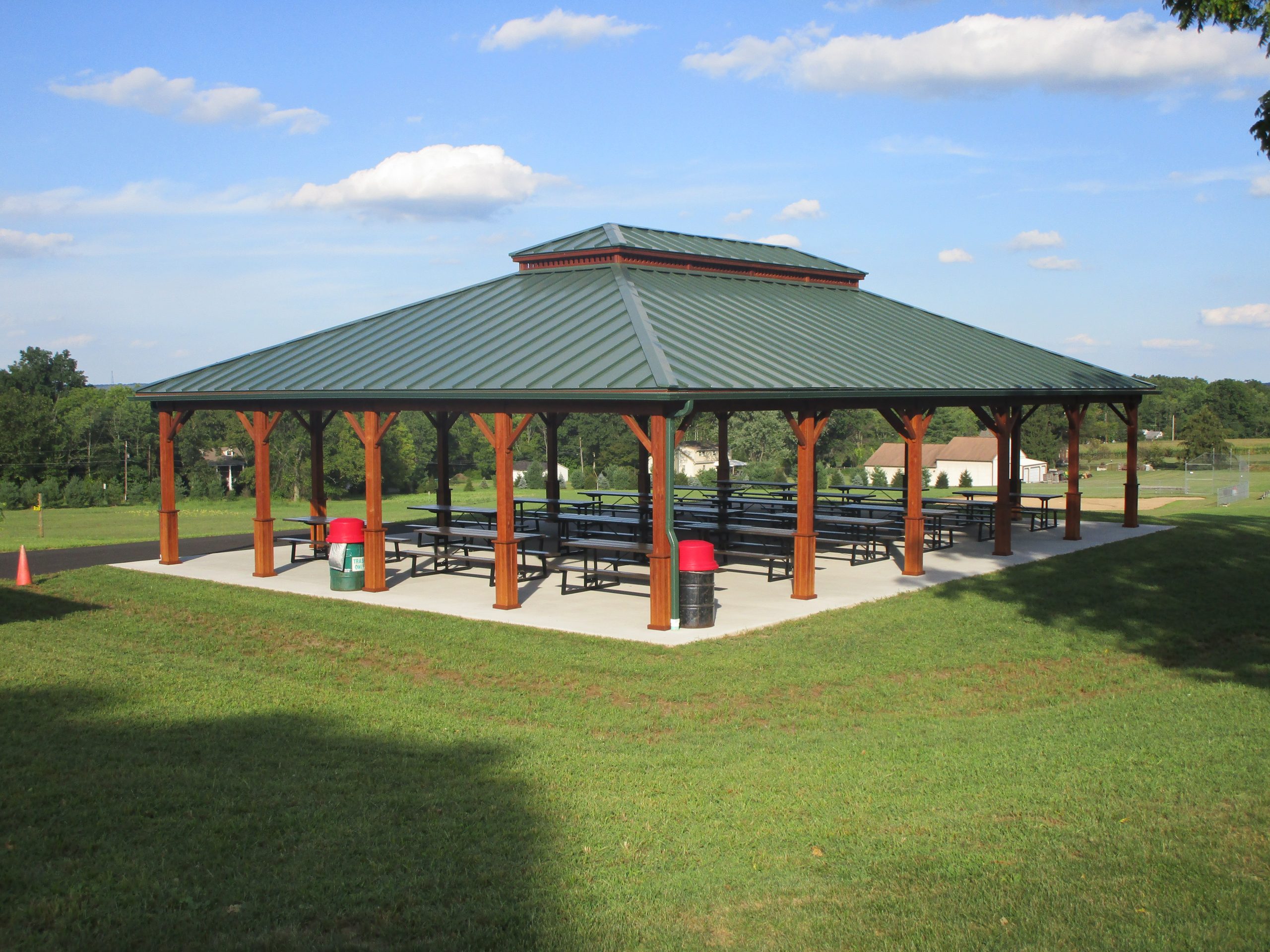 Large Keystone Commercial Pavilion with a green metal roof.