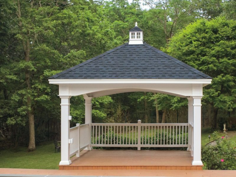 12x14 Hampton Pavilion 8 Square Vinyl Columns Cupola with Glass Cobalt black Shingles.